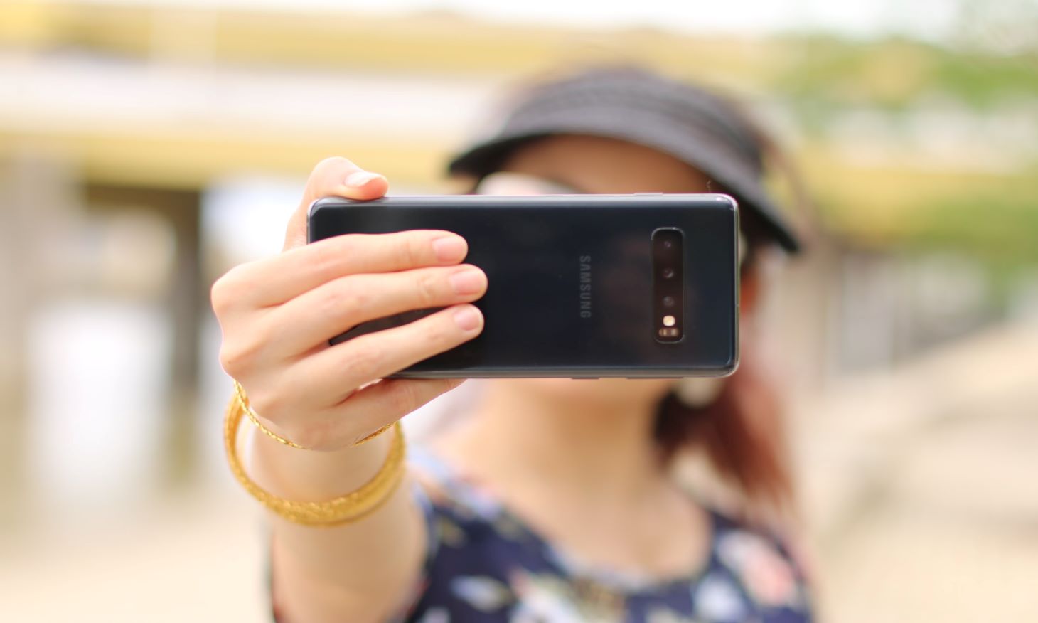 woman taking a self-made snapshot