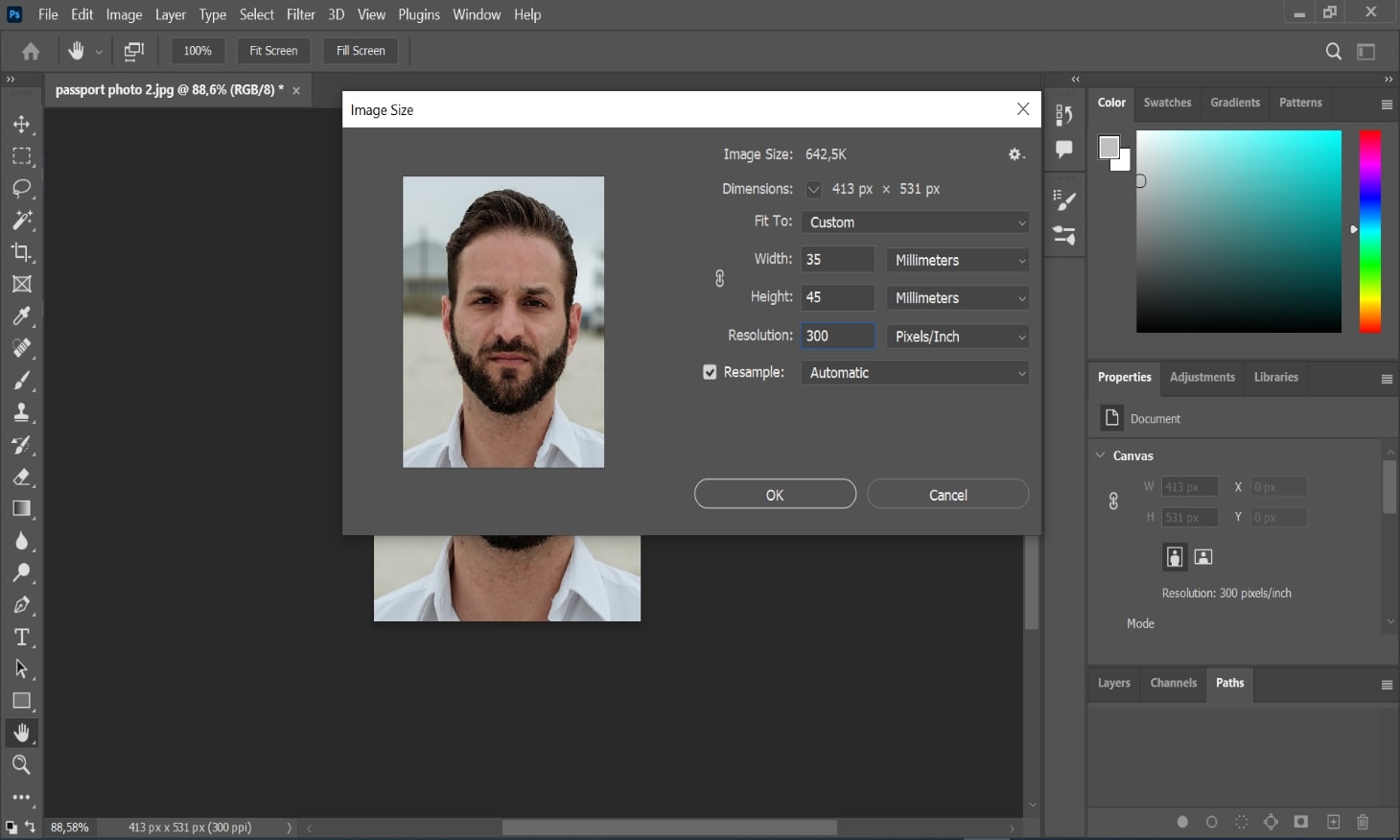 setting up correct image size and quality in Photoshop