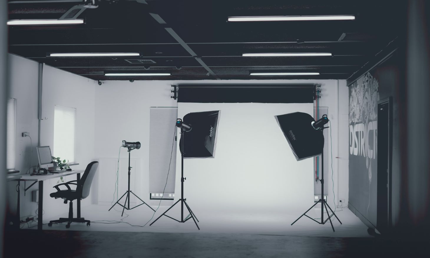 studio with plain white background