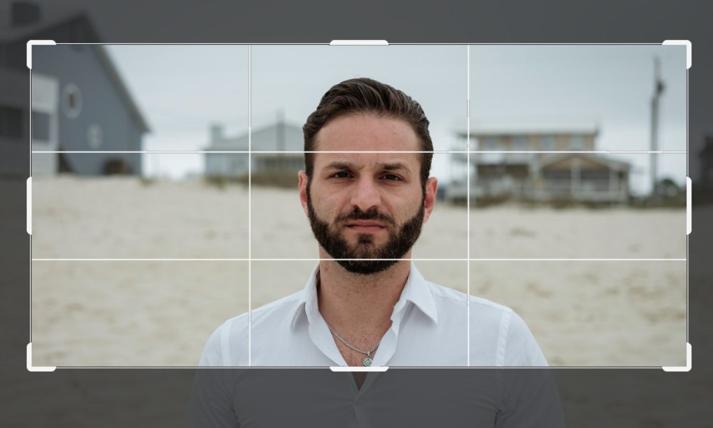 crop frame that appears when you use some editing software to convert photo to passport size