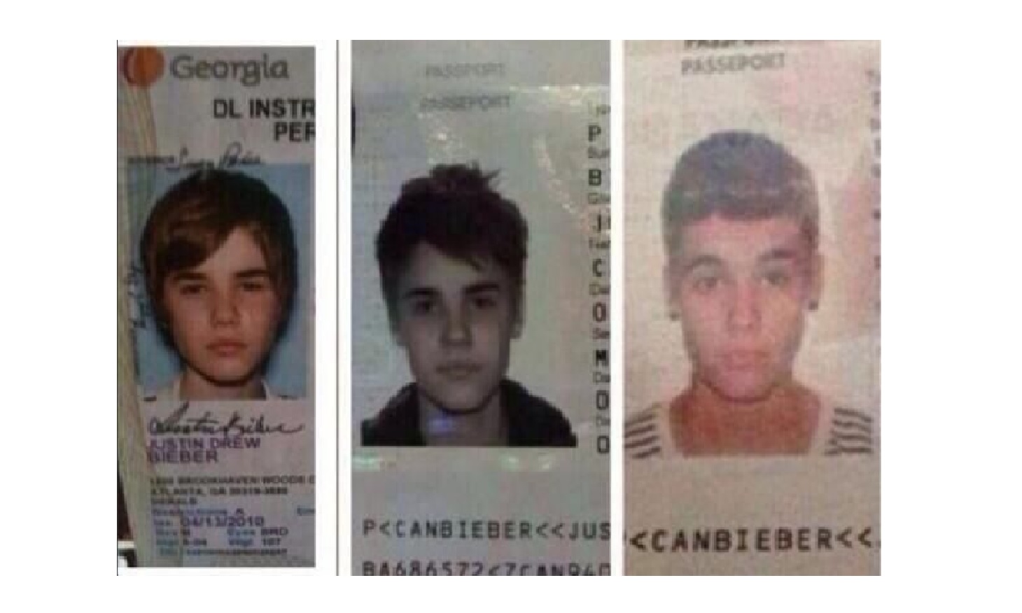 the Canadian pop star's passports