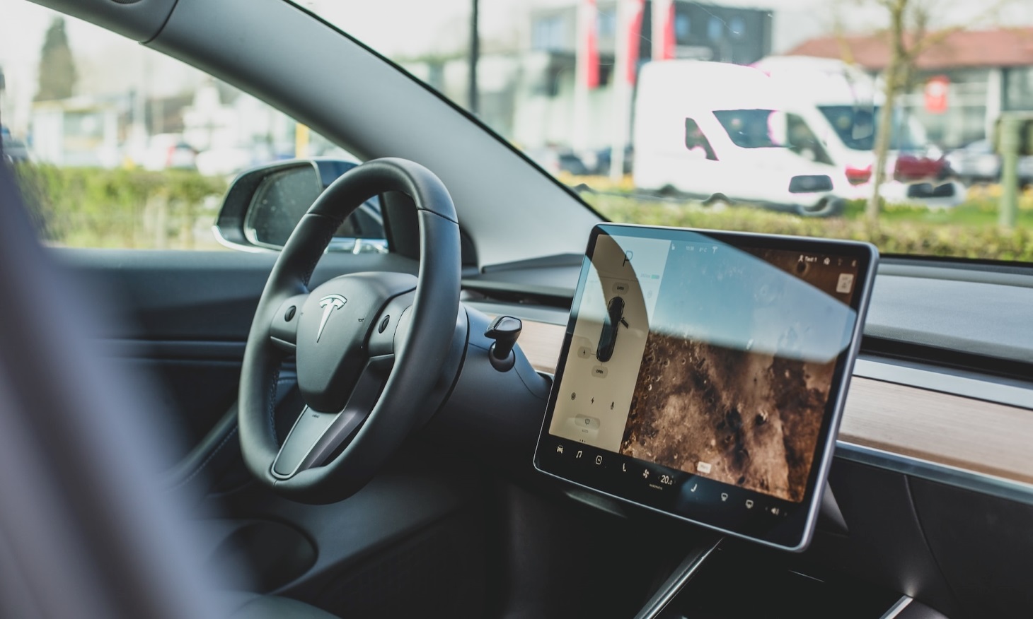 inside a car operated by autopilot