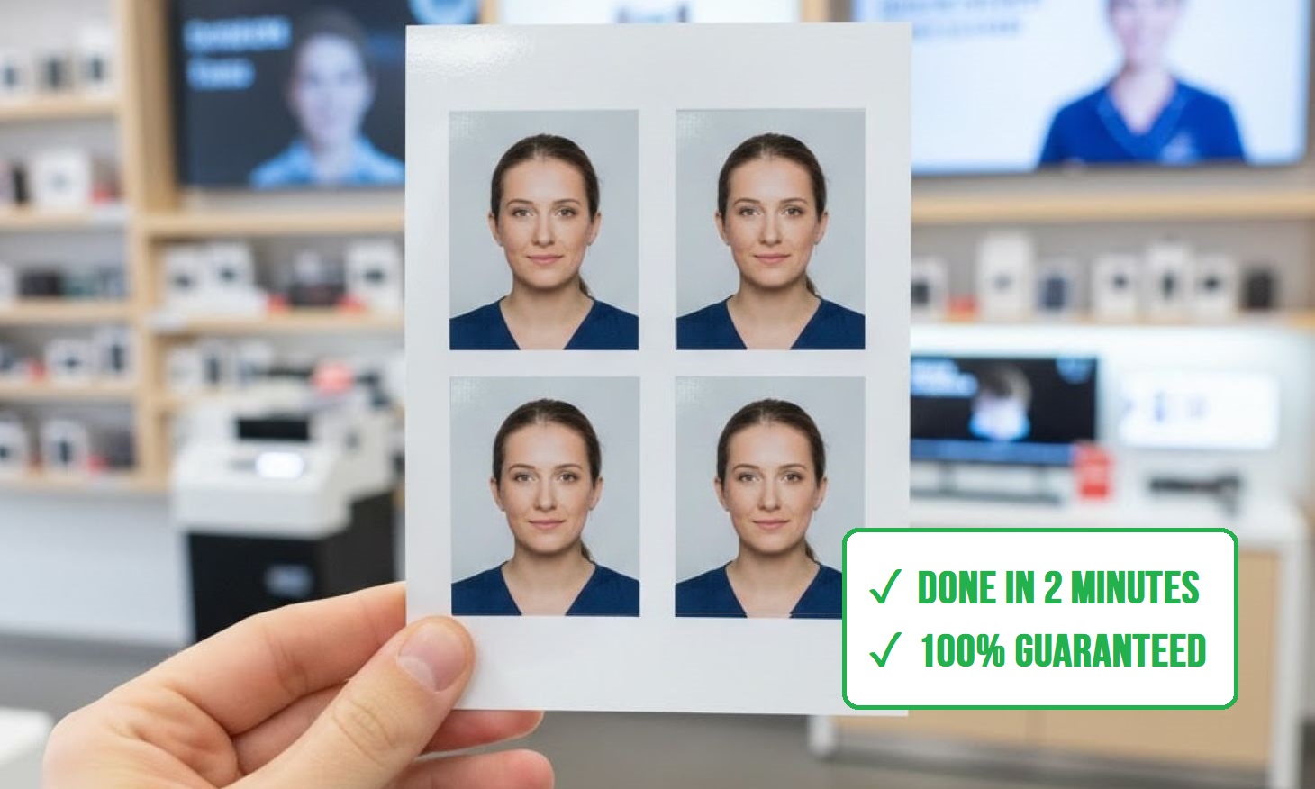 a set of Australian passport photos printed at a Harvey Norman's PhotoCentre