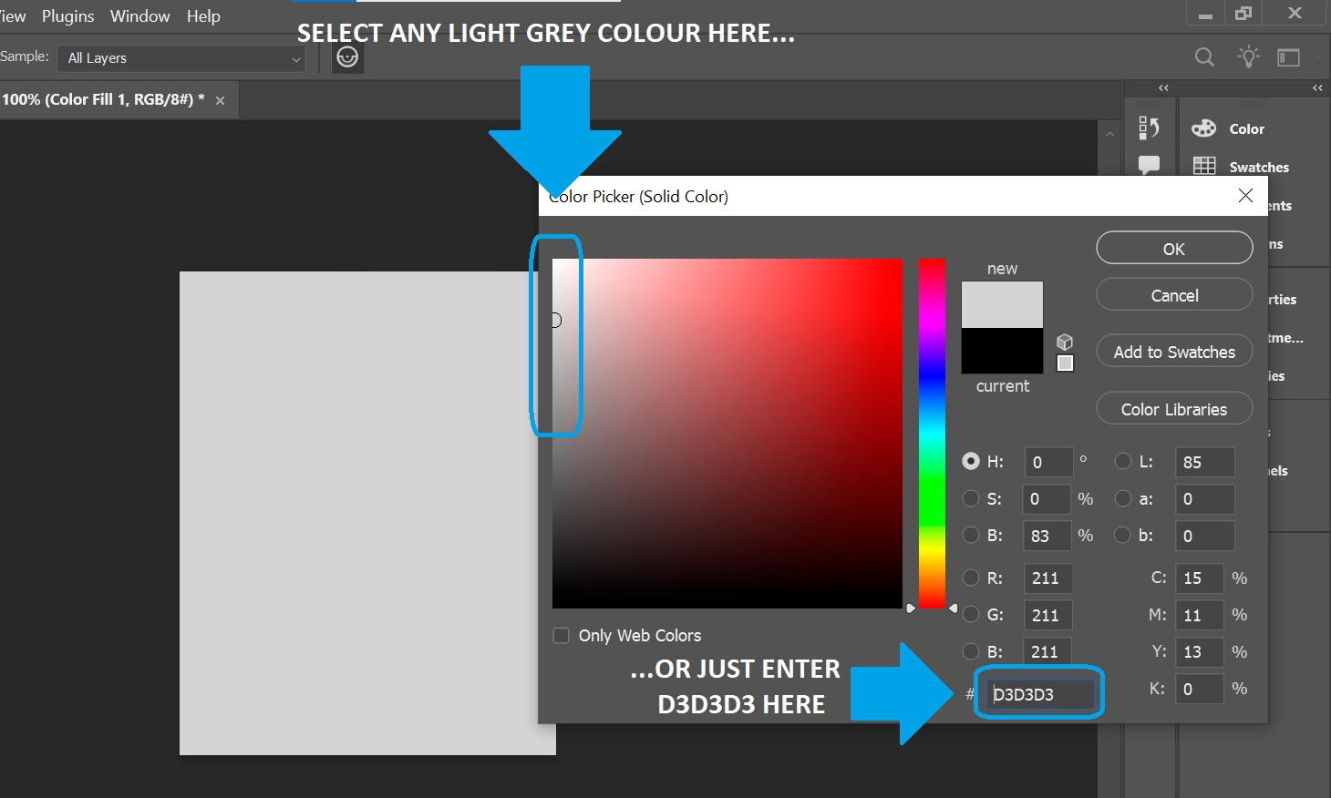 selecting a background colour