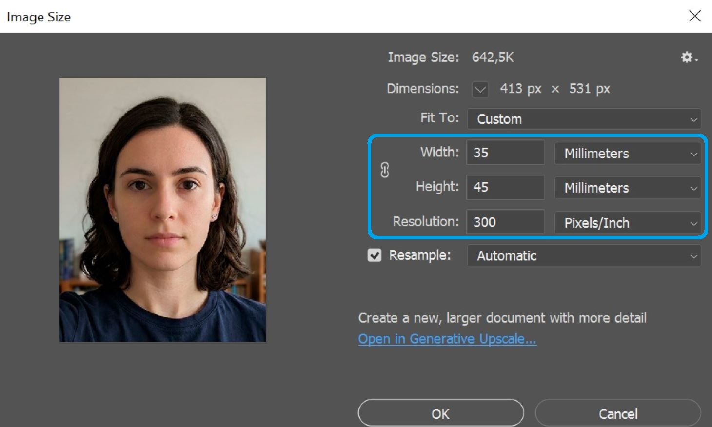 setting up correct image size and quality
