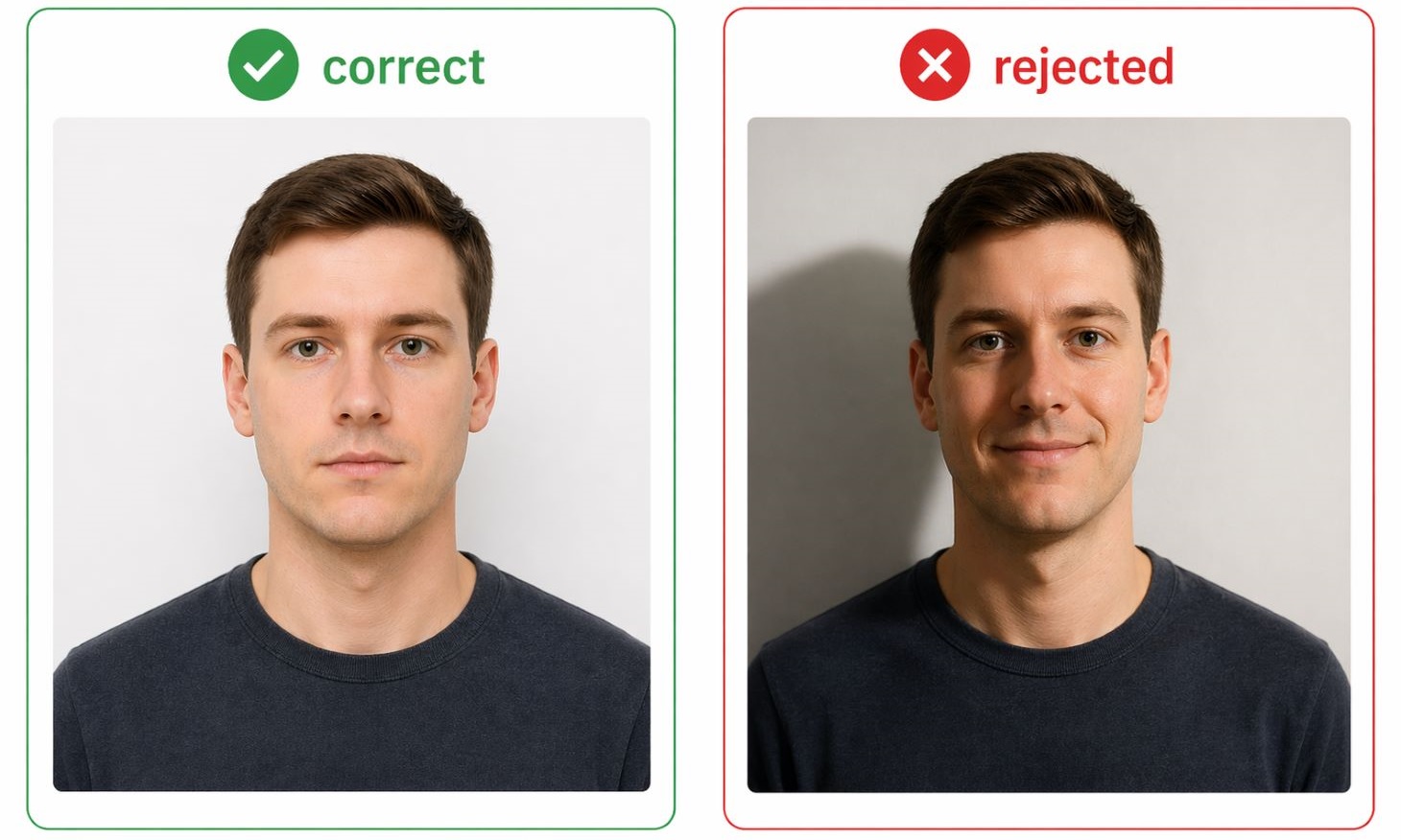 correct and rejected driving licence photo