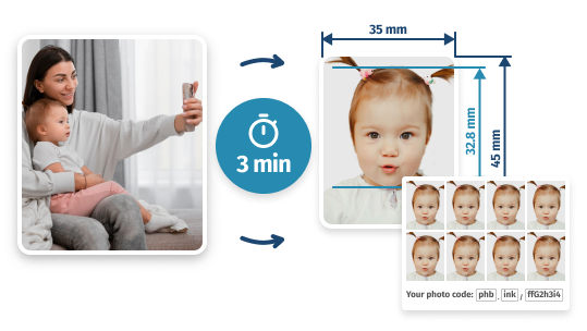 photo of a mother photographing her baby, turned into a compliant professional picture 