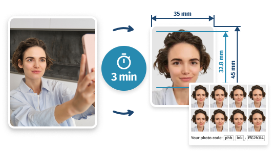image of a young woman taking a selfie at home for a Tesco passport photo 