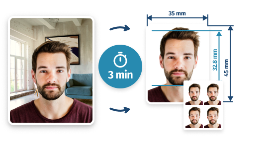 a picture of a man photographed indoors, converted into an Australian passport photo 