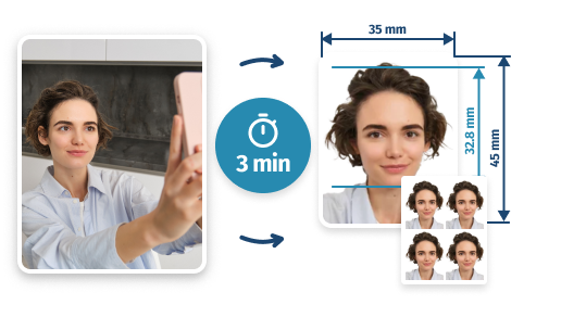 a picture with a woman taking selfie at home for a Chemist Warehouse passport photo 