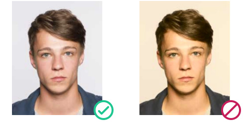 UK passport photo comparison: accepted unedited photo vs. rejected image with digital filters or enhancements 